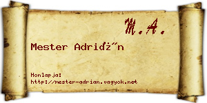 Mester Adrián névjegykártya